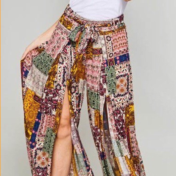 VIBRANT BOHO SPLIT LEG PANTS - Picture 7 of 8
